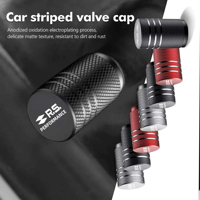 4pcs Car Tire Valve Stem Cover Aluminum Wheel Air Valve Cap For Renault RS Kadjar Captur Clio Megane 2 3 4 RS Koleos Logan