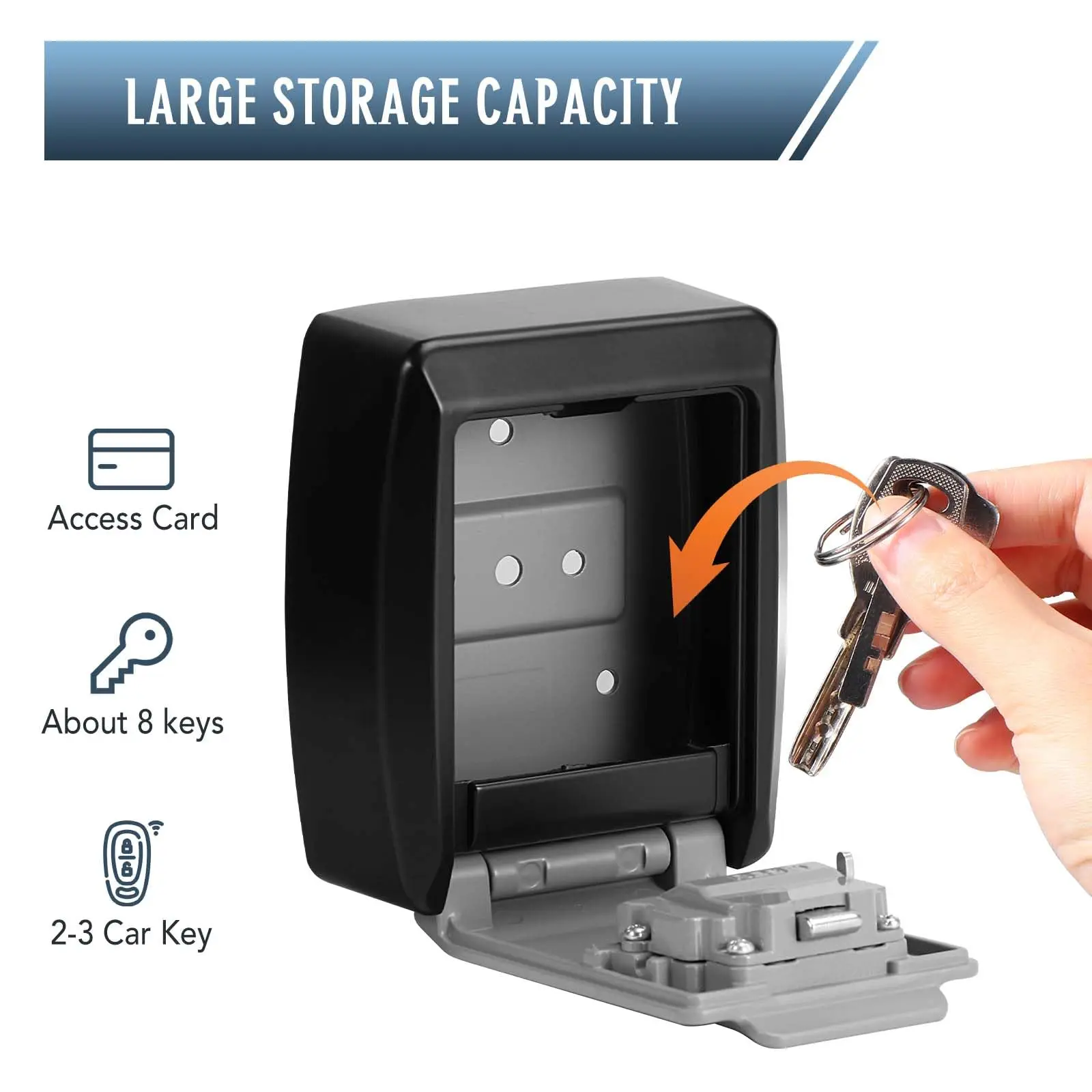 Alloy Security Key Box with 4 Digit Code Waterproof and Rust Proof Wall Box for Keys Cards Key Wall Mounted Capacity Key Safe