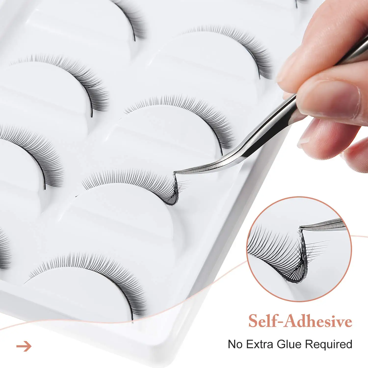 50 Pairs of Practice Eyelash Training Eyelash Self-Adhesive Practice Eyelash Training Eyelash Extensions (10 Boxes)