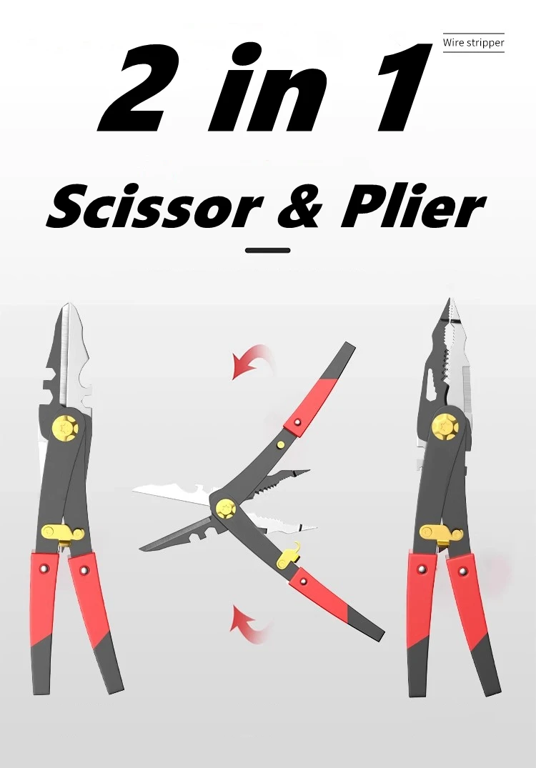 Multifunctional Double-Head Electrician Wire Stripper Crimper Scissor Tool Suitable for Peeling Networking Cabling Wire Stripper