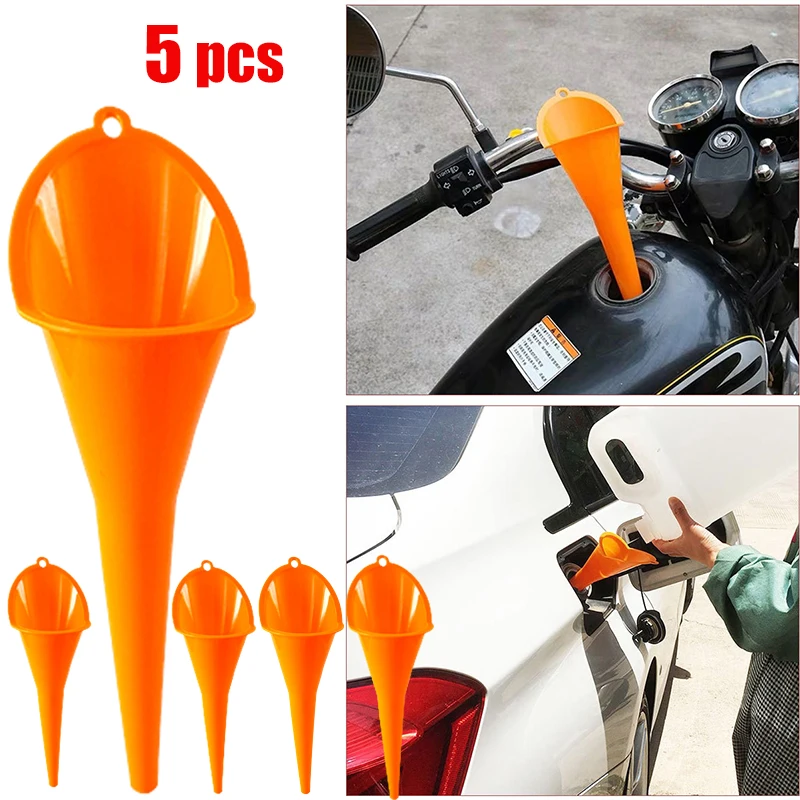 Long Stem Car Refueling Funnel Gasoline Engine Oil Fuel Filling Tools Anti Splash Plastic Motorcycle Car Oil Funnel Accessories