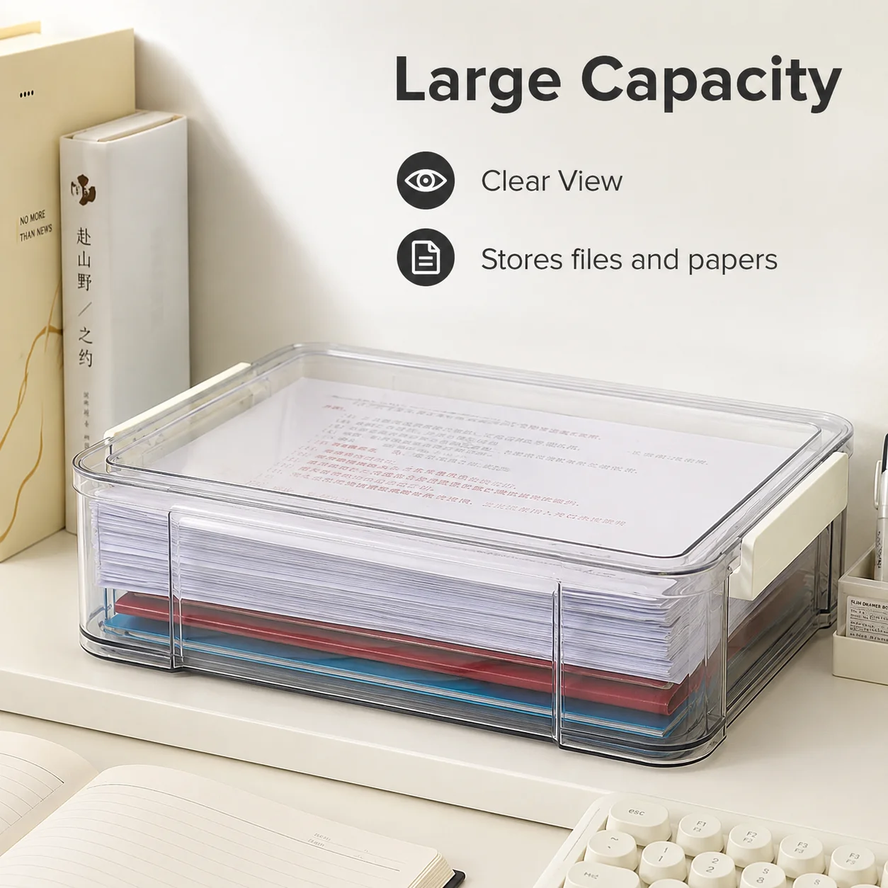 Image of Transparente PET-Dokumentenorganizer-Box A4 Papier-Aufbewahrungsbox Desktop-Aktenablage Büro-Ordner-Behälter Platzsparende Aufbewahrung