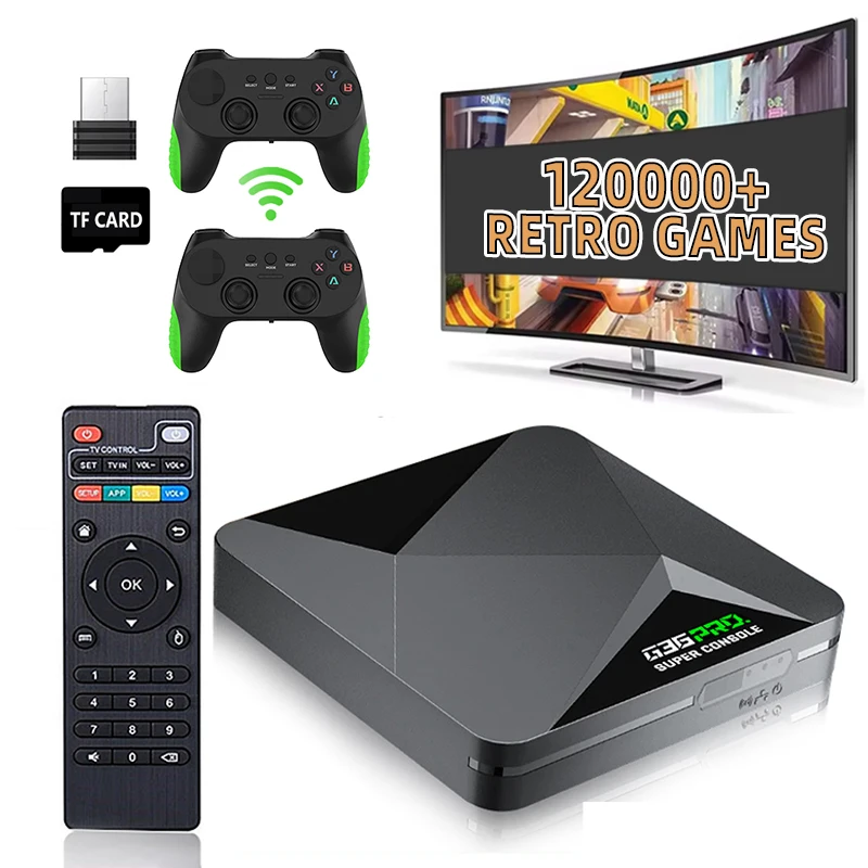 وحدة تحكم ألعاب فيديو G36 Pro ريترو وحدة تحكم فائقة مع لوحة ألعاب مدمجة 120,000+ ألعاب كلاسيكية لصندوق ألعاب هدية للأطفال PS1/GBA/MD/CPS