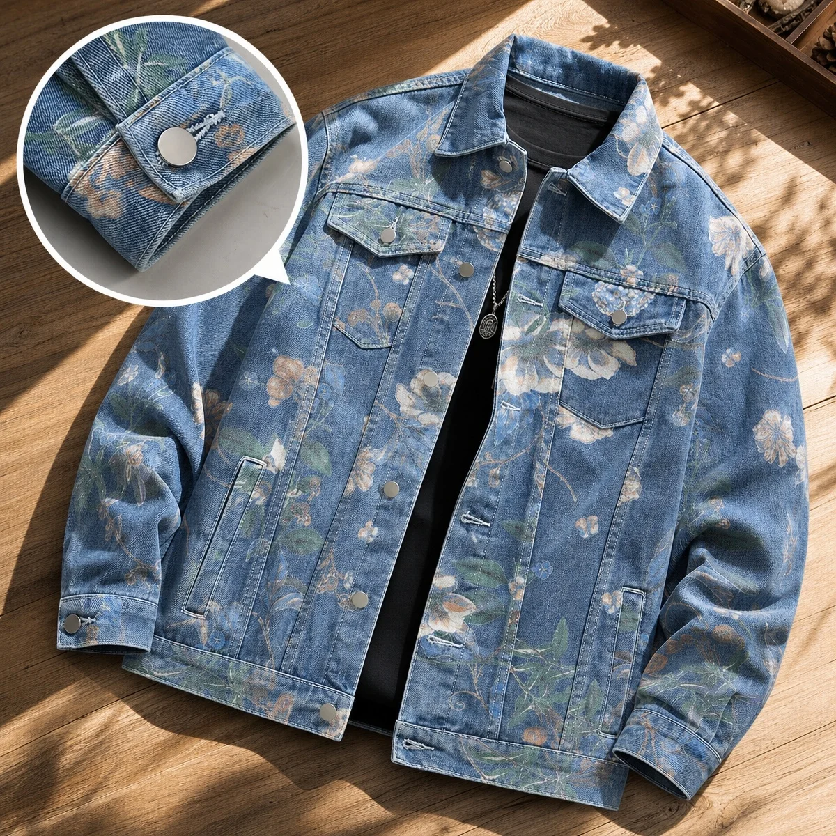 Spring Autumn Men's Hooded Denim Jacket Windproof Casual Coats Male Large Pocket Sports Denim Jackets Solid Fashion Streetwear