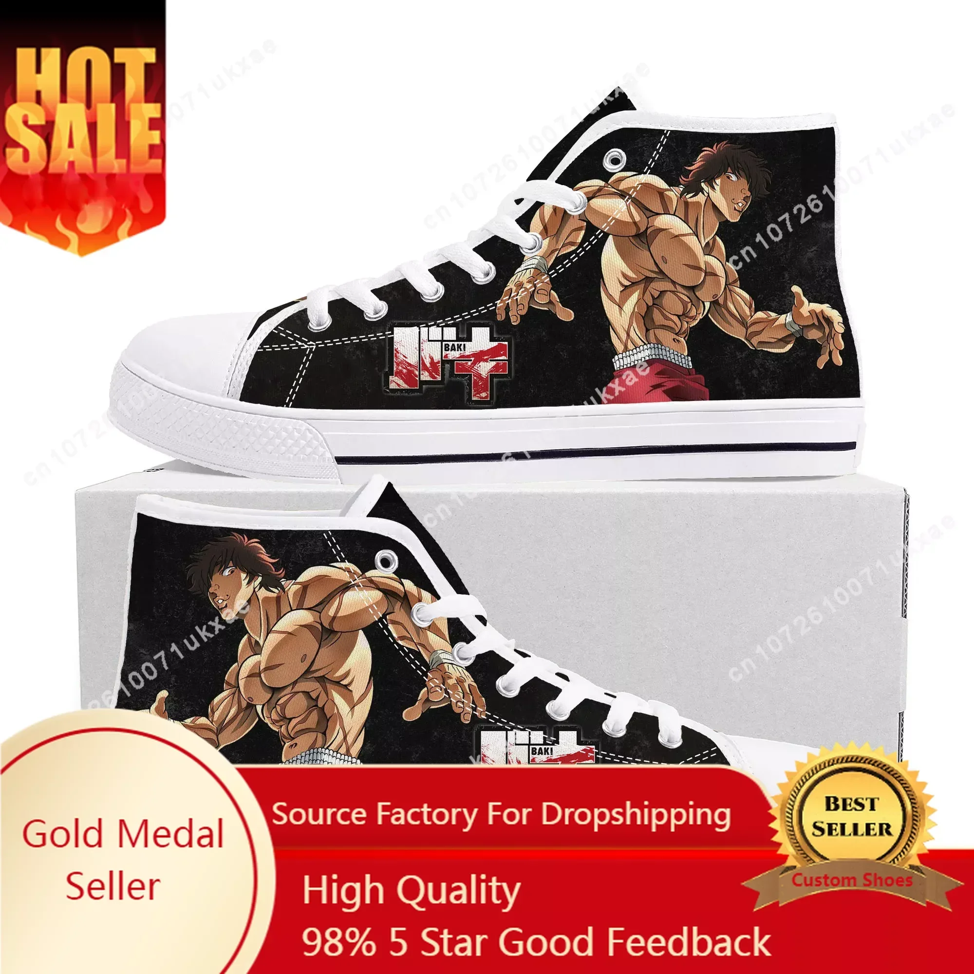 

Anime Baki The Grappler Baki Hanma High Top Sneakers Mens Womens Teenager Canvas Sneaker Casual Custom Made Shoes Customize Shoe