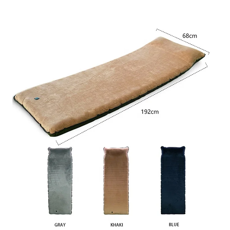 Precio de fábrica, cuna de terciopelo para acampar, colchoneta inflable para acampar al aire libre, colchón de viaje aéreo, almohadilla para dormir plegable con almohada