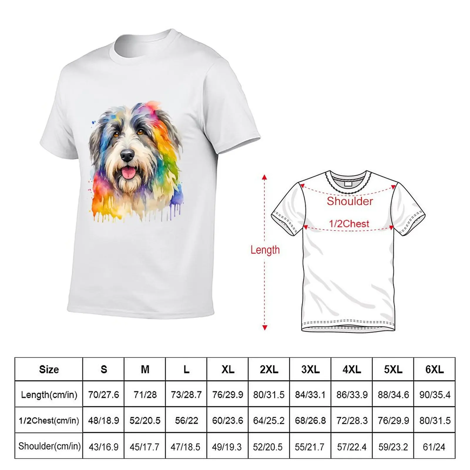 Polish Lowland Sheepdog Watercolor Portrait T-Shirt t shirts for man cotton cotton t shirts man 100% T-Shirt