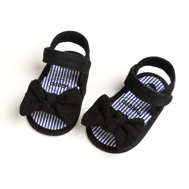 Baby Girls Sandal Crib Shoes Summer Open Non-Slip Soft Sole Flat Newborn Infant Princess Sandals with Bowknot 0-18M