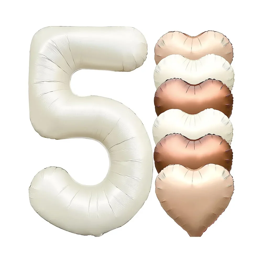 7pcs 40inch Number Balloons Set Helium Balloon with Big Heart Balloons for Girl and Boy 9th Year Old Birthday Party Decorations