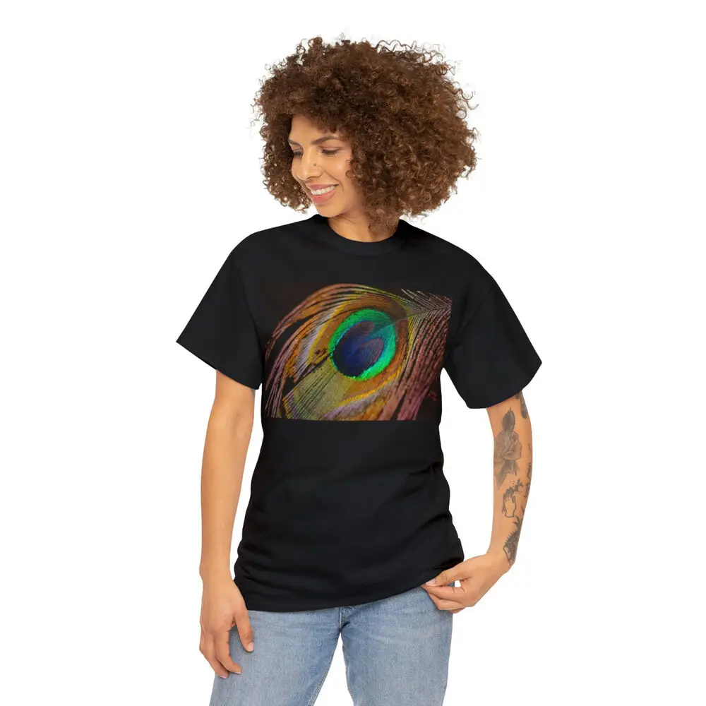 Peacock Feather Anime Graphic T-shirts High Quality 100%Cotton Short Sleeve