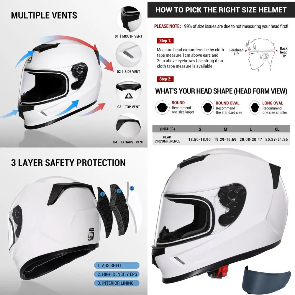 

Youth Motorcycle Helmet Full-Face Lightweight with Dual Visors, DOT Certified