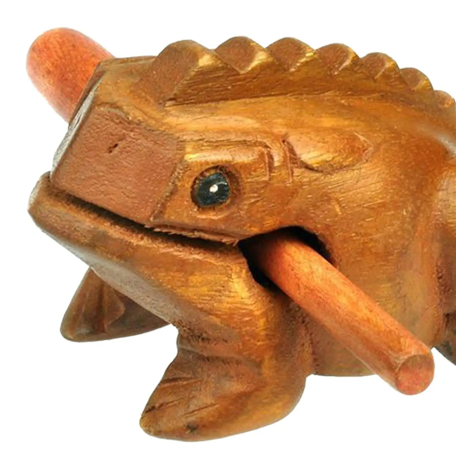 Holzfrosch Guiro Raspel Kinder Erwachsene Handschlaginstrument Kleiner Frosch mit Schlägerband Desktop Ornament Musikinstrument