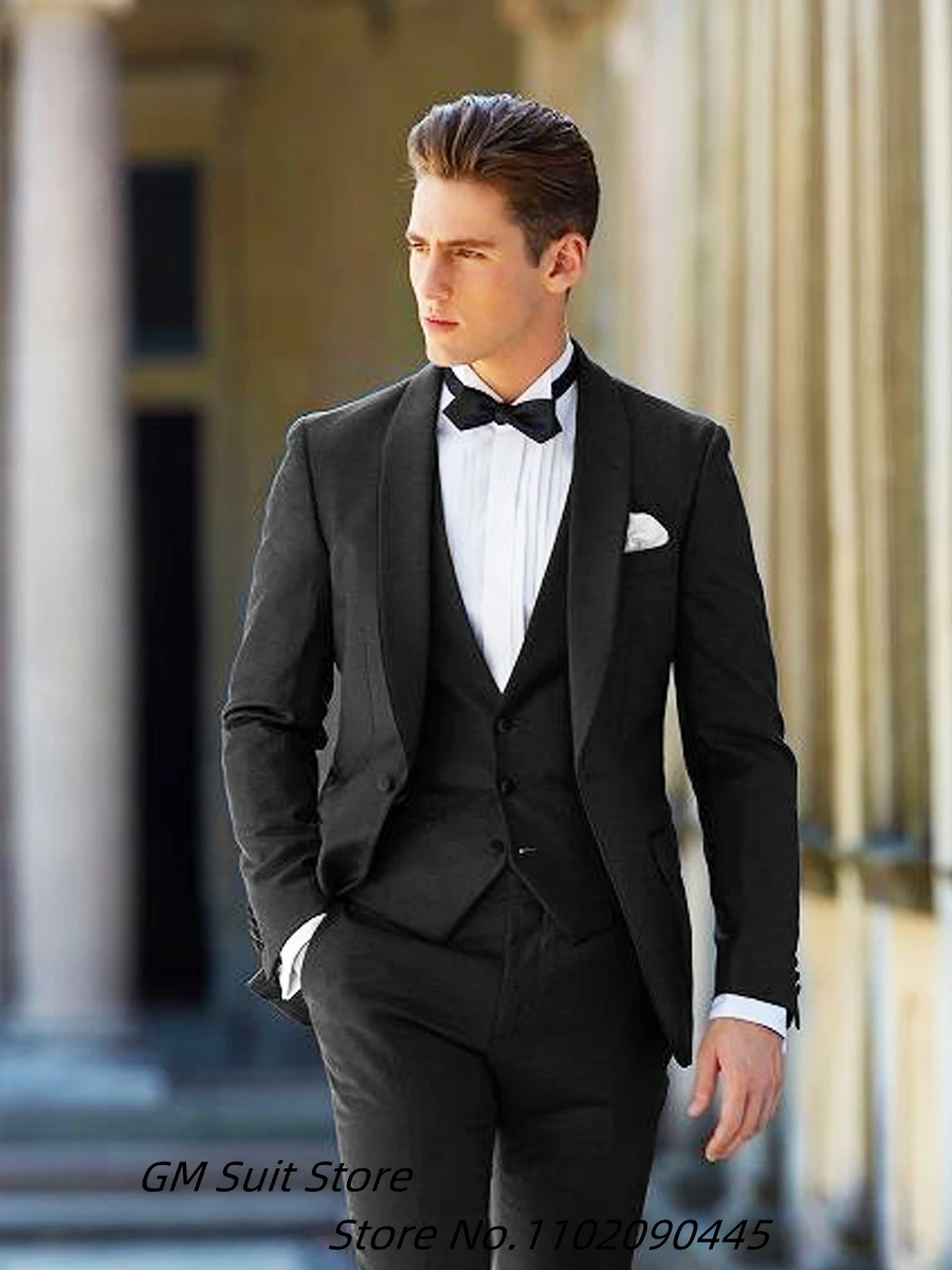 Graceful Men\'s 3-Piece High Quality Blazers Set Slim Fit Formal Business For Male Wedding Party New 2022 Groom Wedding Costumes