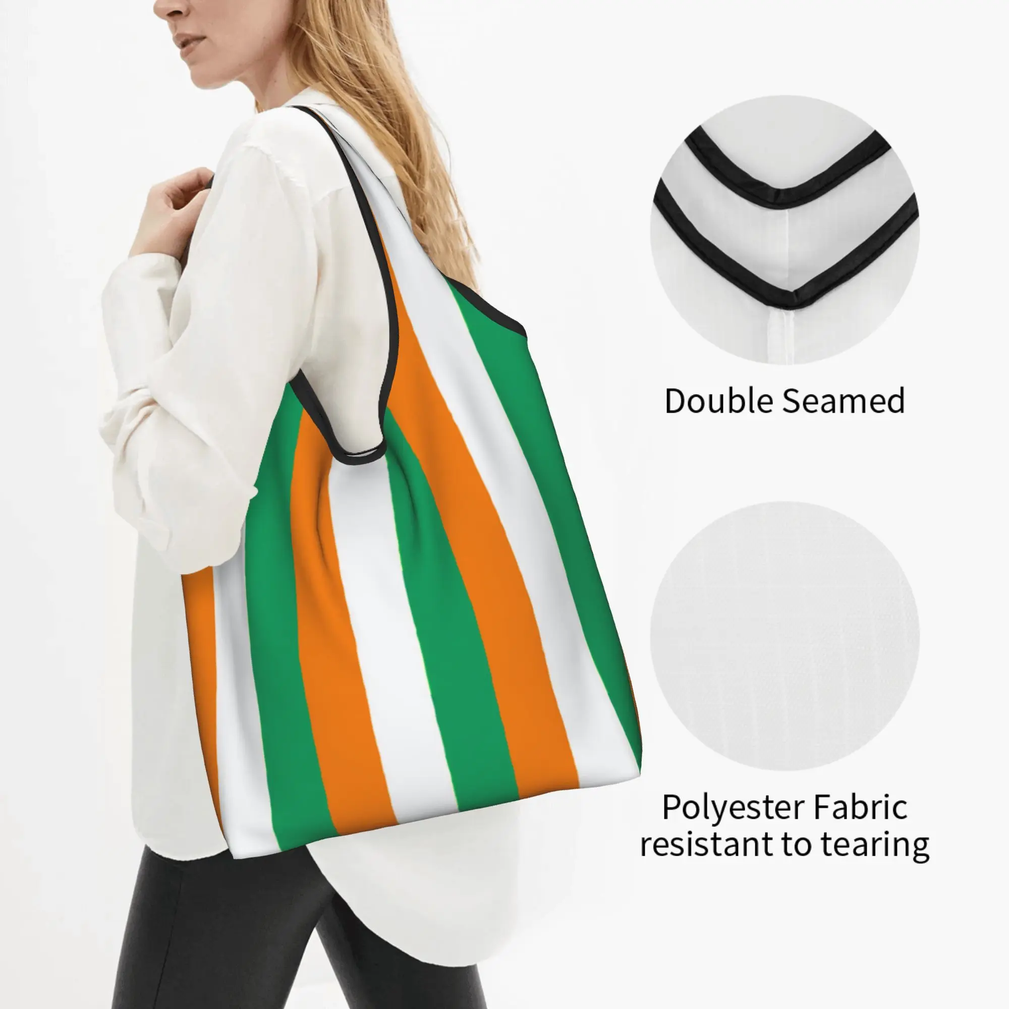 Funny Print Cote d'Ivoire Flag Tote Shopping Bag Portable Shopper Shoulder  Handbag