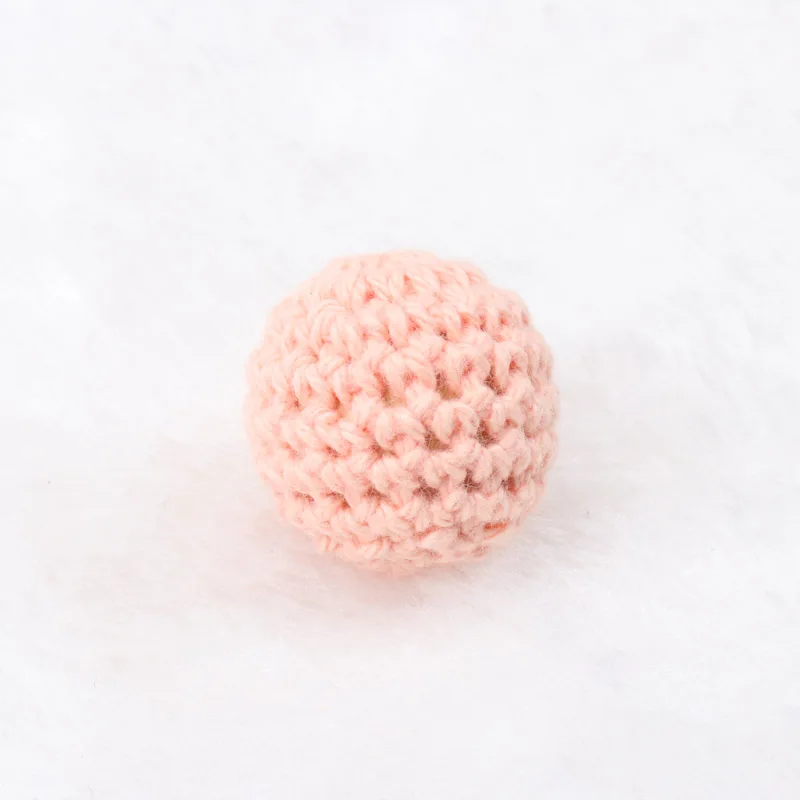 NONE Chengkai 50 Stück 16 mm 20 mm runde, strickende Baumwolle, gehäkelte Holzperlen, Kugeln für DIY-Dekoration, Baby-Beißring, Schmuck, Halskette, Spielzeug 9
