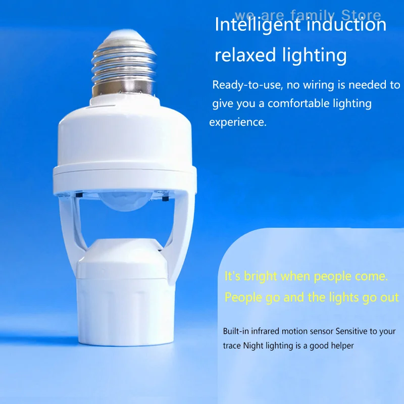 

E27 Radar Human Body Sensing Lamp Head Holder AC 100-240vs Crew Sensor Switch Lamp Base For Staircase Corridor Garage