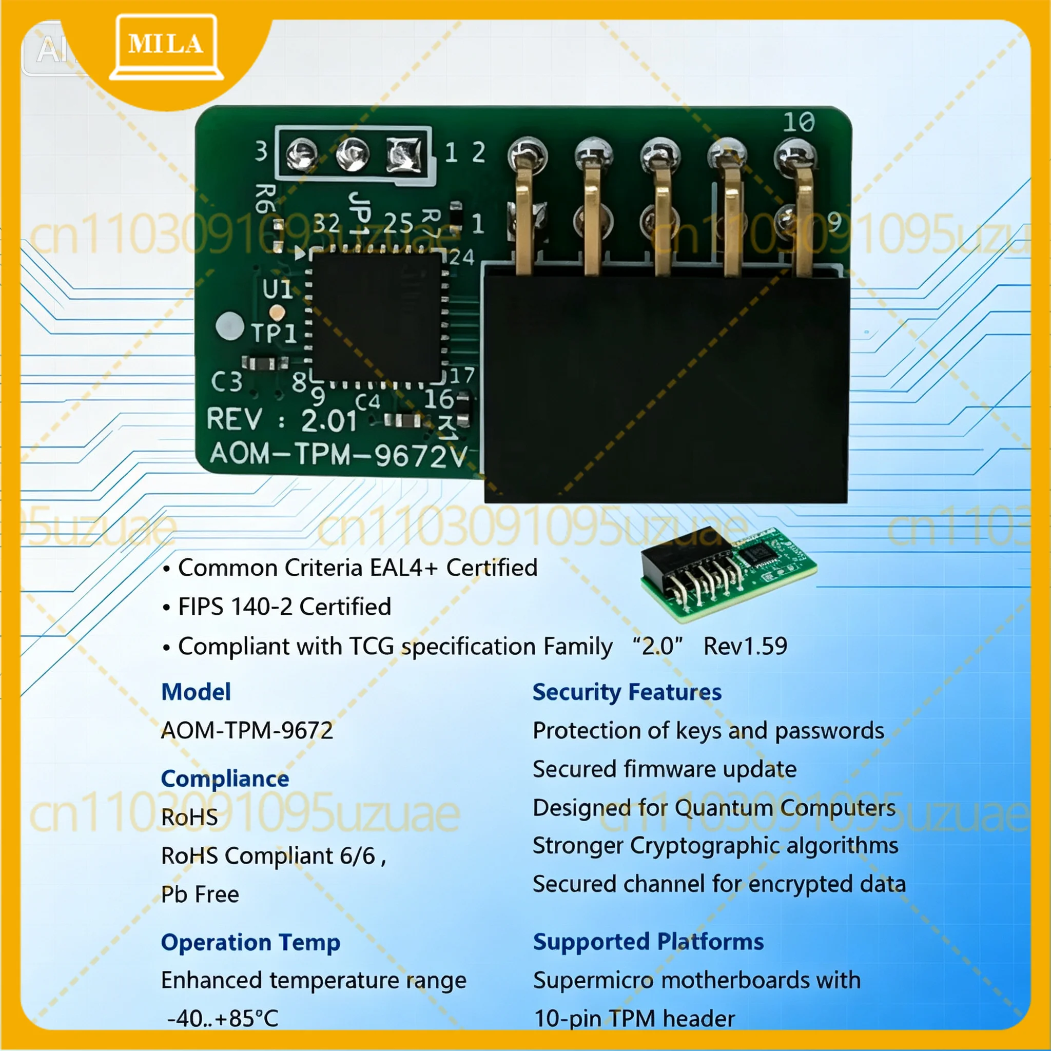 AOM-TPM-9672V TPM2.0 Trusted Platform Module For SuperMicro