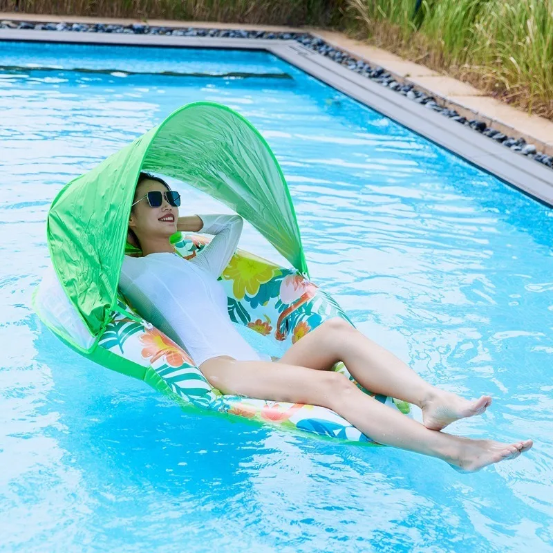Exceptional Inflatable Pool Float with Sun Shade Canopy Comfortable Backrest Multi Scene Application For Backyard Pool Gatherings Beach Vacations Summer Water Leisure pool toys