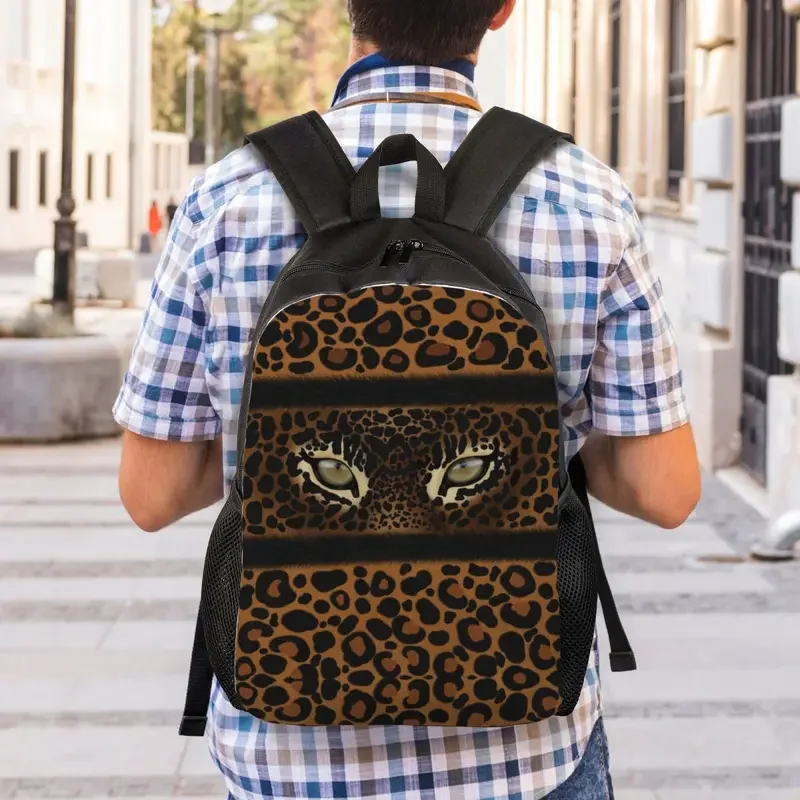 Personalized Leopard Eyes Backpacks Women Men Basic Bookbag for School College Animal Skin Print Bags