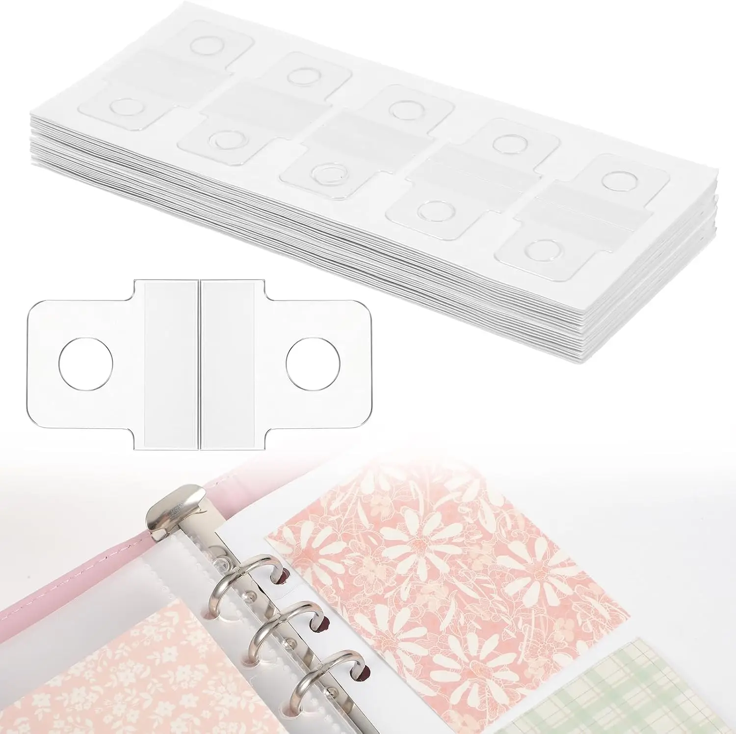 20/50Pcs Transparent Self-Adhesive Perforated Reinforcement Stickers for Notebooks Loose-Leaf Binder Supplementary Inner Pages