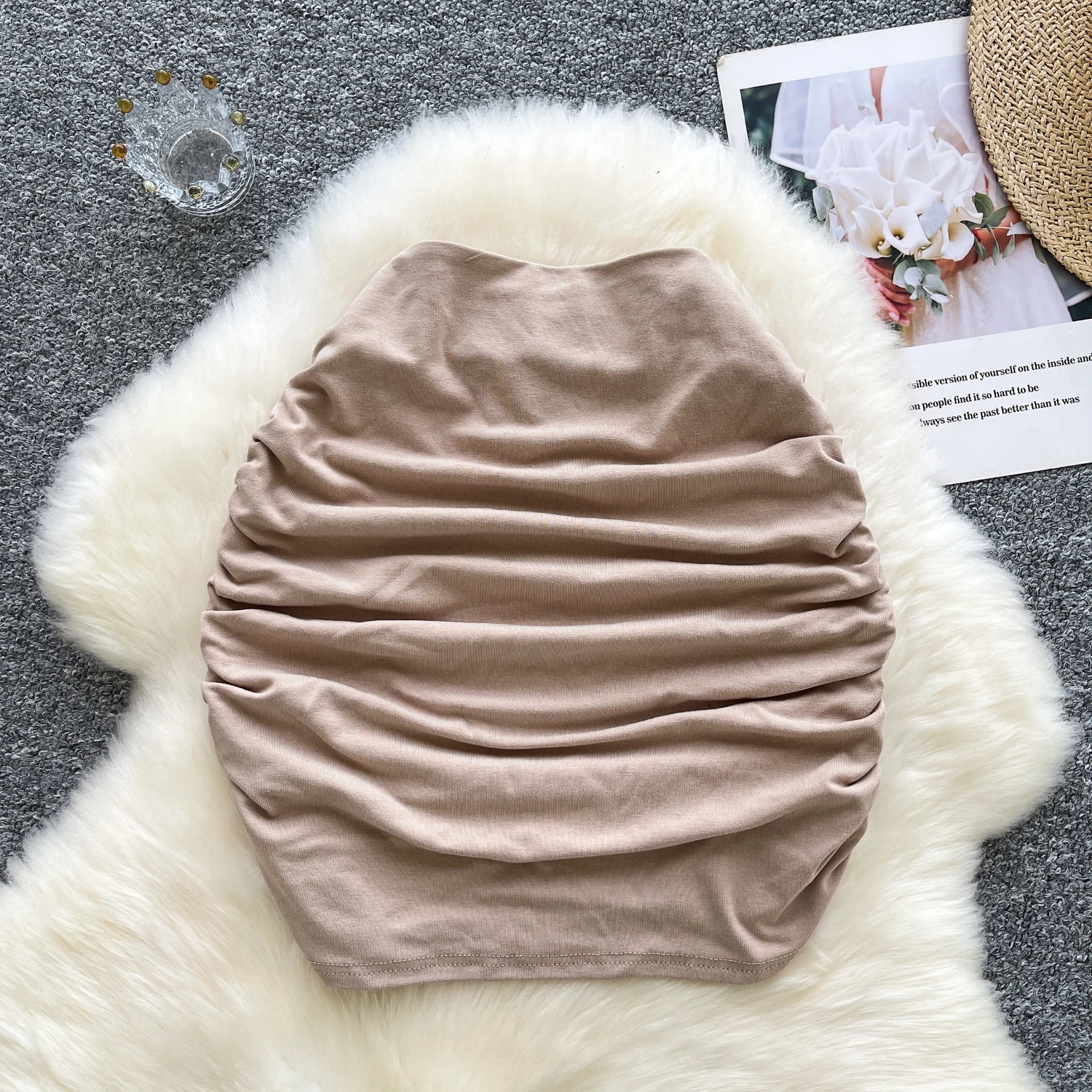 

Шикарная винтажная элегантная плиссированная прямая юбка-карандаш с высокой талией, корейская уличная одежда, осенняя уличная одежда