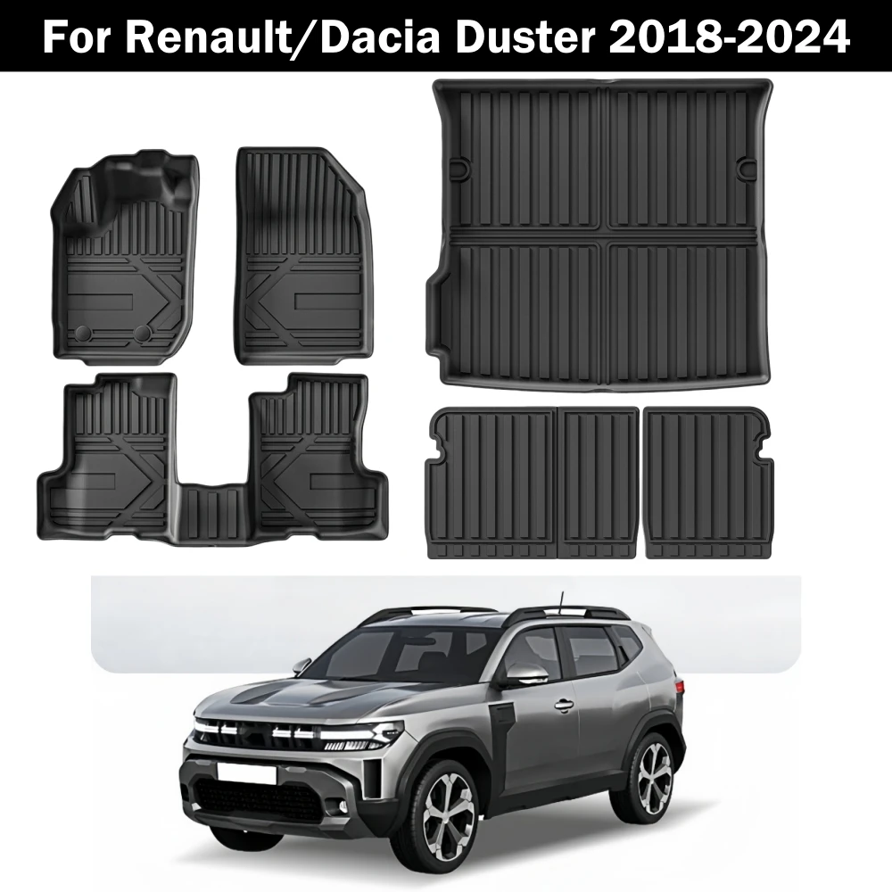 Für Renault Dacia Duster 2018-2024 Benzin-Fahrzeug Fußmatten Kofferraummatte TPE 3D Fußmatten-Set Zubehör Linkslenker – Detail 1