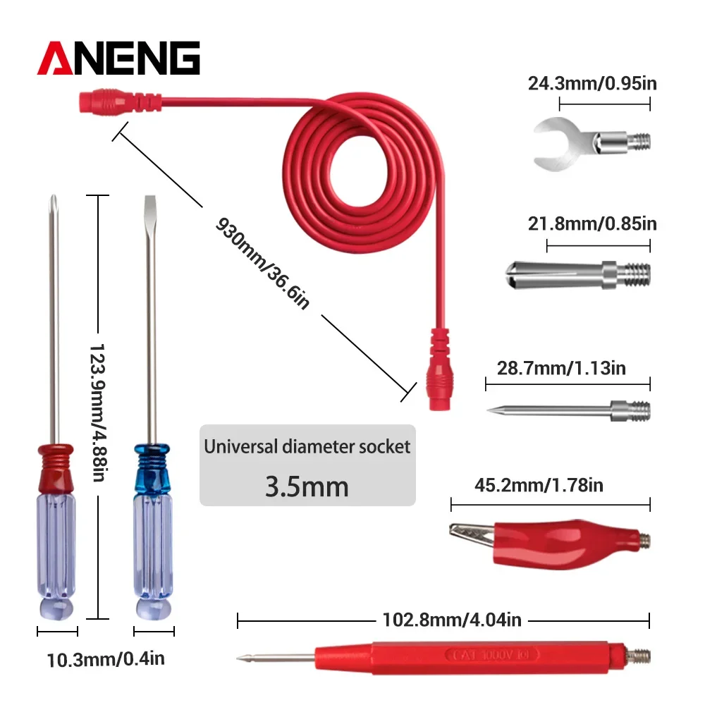 18 pcs Universal Digital Multimeter Probe Test Leads Multi Meter Needle Tip Tester Lead Probe Wire Pen Cable Multimeter Feelers