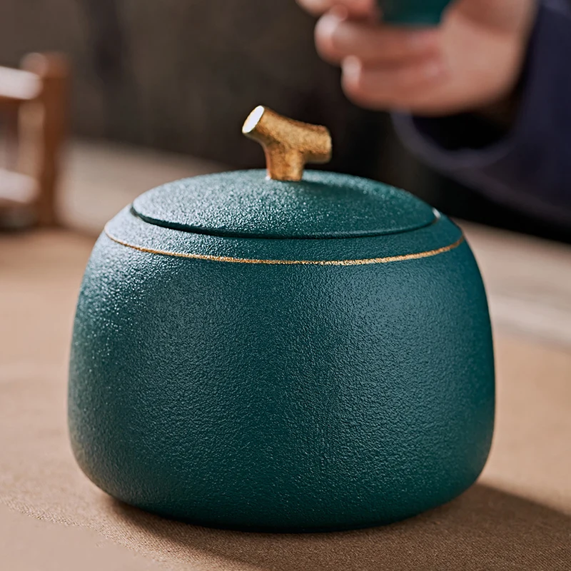 جرة تخزين الشاي السيراميك جرة مختومة علب الشاي لإبريق الشاي فضفاض تخزين الشاي المنزلية Pu erh جرة التخزين زخرفة النمط الصيني #3