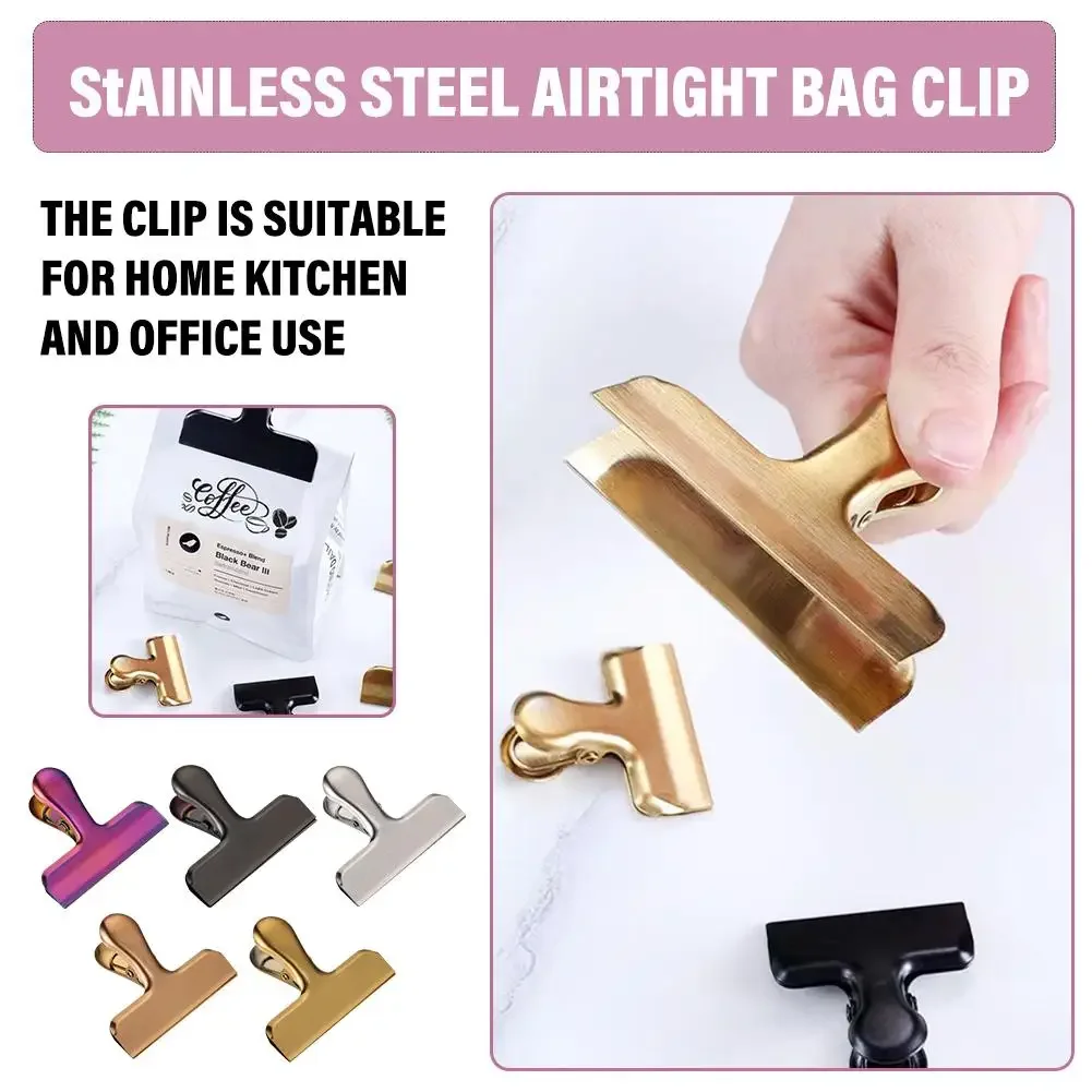 Stainless Steel Bag Clipsf for Food Heavy Duty Metal Silver Food Clips Office Paper Clamps Air Tight Seal Snack Clips