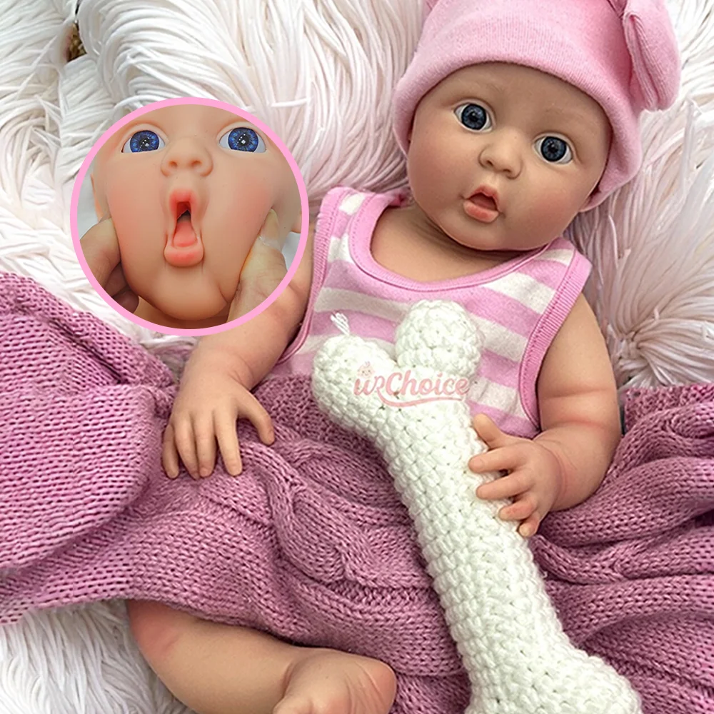 ตุ๊กตาซิลิโคนรีบอร์นเด็กผู้หญิงขนาด 18 นิ้ว เหมือนจริง ปากเปิด ทารกแรกเกิด ทำมือ ทาสีด้วยมือ ตุ๊กตารีบอร์น สำหรับนักสะสมและผู้ที่ชื่นชอบตุ๊กตา