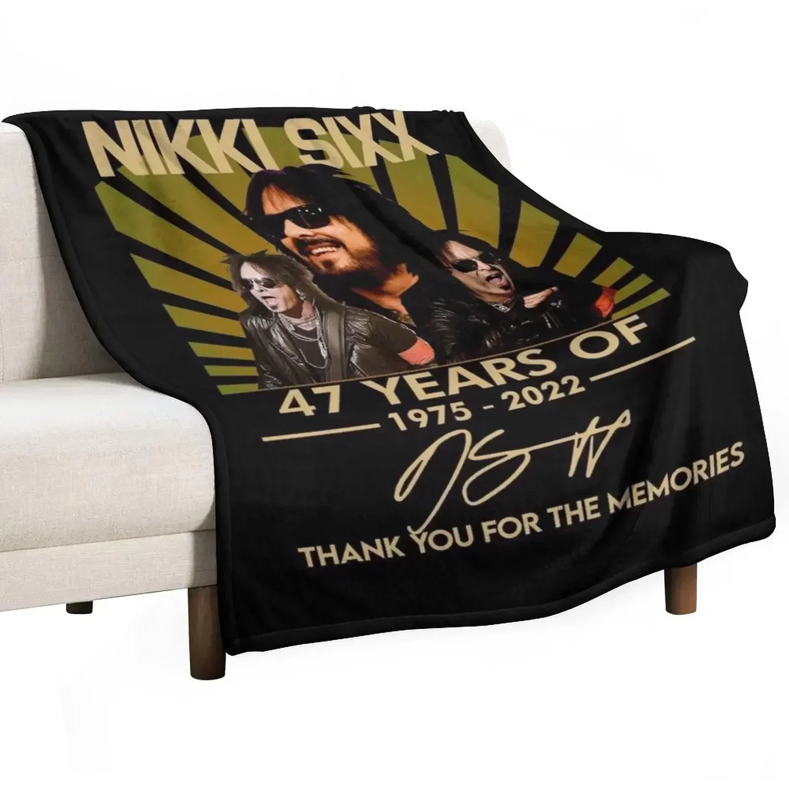 

Nikki Sixx 45 Years Of 1975 2020 Thank You For The Memories Signatures Customize Throw Blanket Decoratives Thermal Blankets