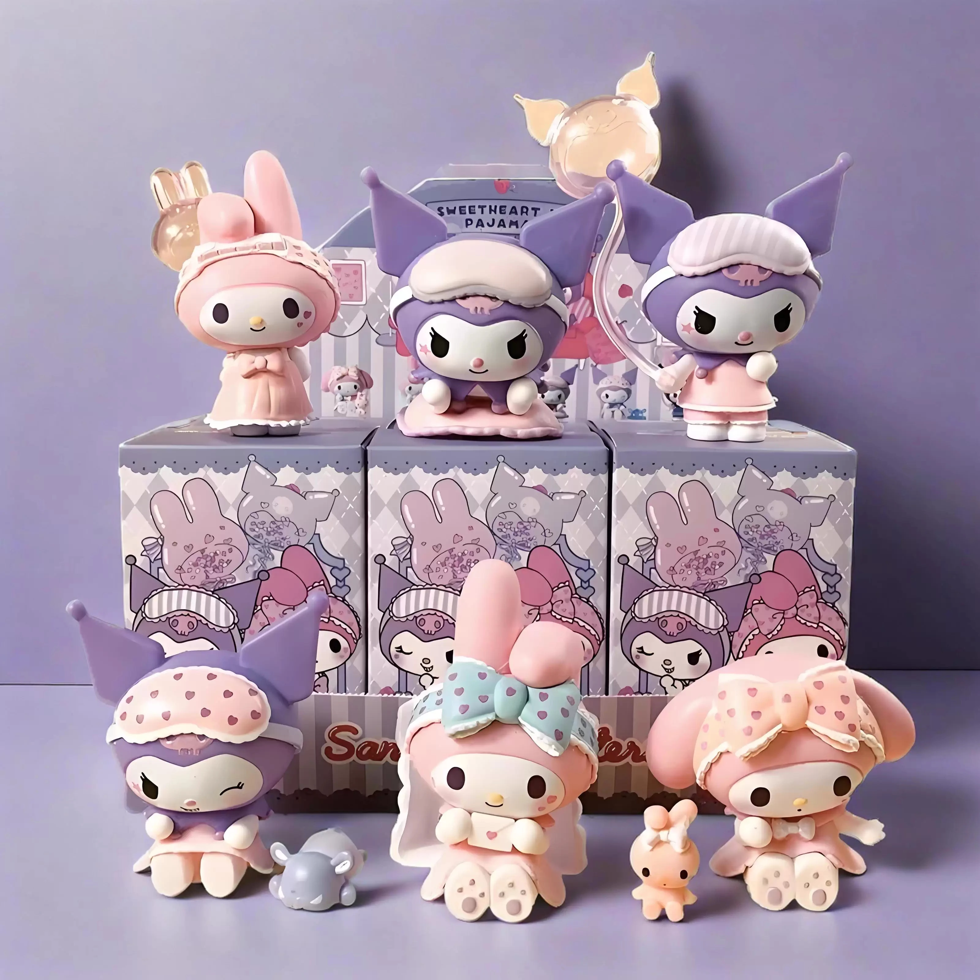 

Kuromi Melody Cinnamoroll Blind Box Desktop Ornament Decoration Set For Girls Trendy Toy Cartoon Peripheral Mystery Box Gift