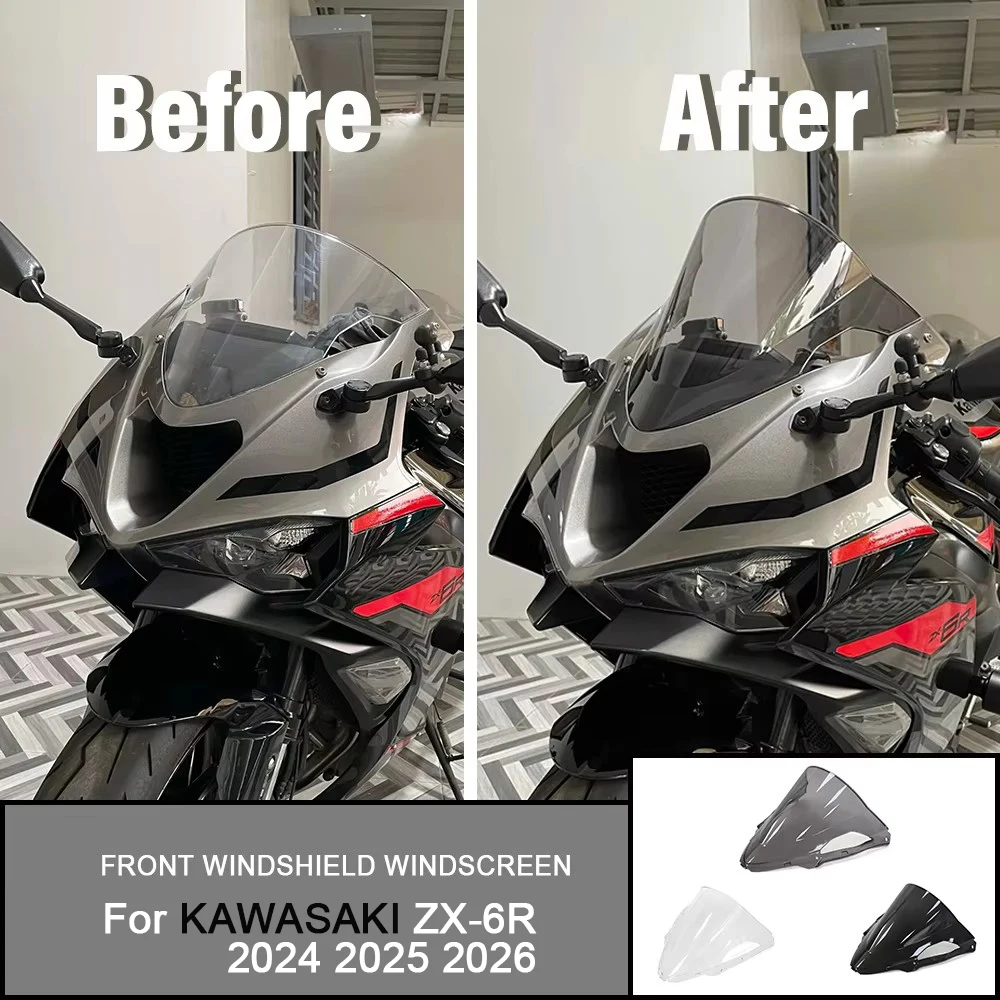 

For KAWASAKI NINJA ZX-6R ZX 6R ZX6R 2024 ZX6R 2025 2026 3 colors Motorcycle Front Windshield Windscreen Baffle Wind Deflectors