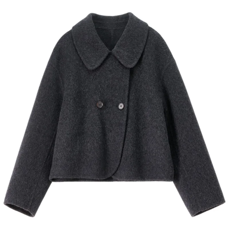 معاطف شتوية للسيدات من SENTUBILA 2025 سترات سميكة أنيقة من مزيج الصوف وياقة على شكل طية صدر السترة ملابس خارجية نسائية قصيرة متينة W54OC1879 #6