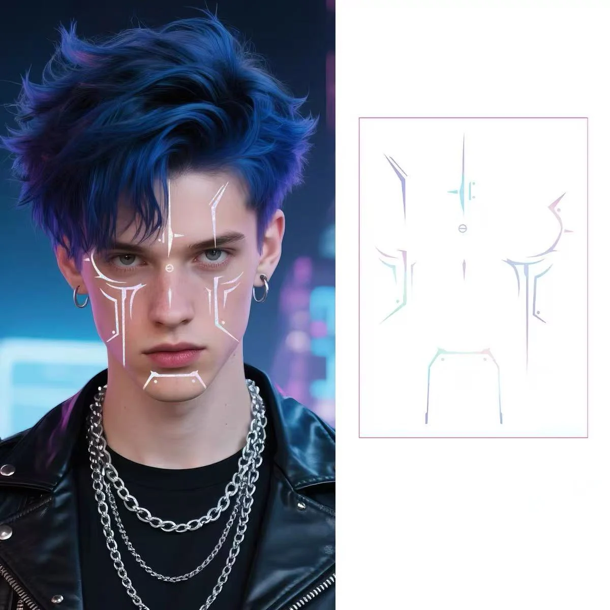 Laser Tattoo Stickers with Technological Feel Anime for Cosplay Halloween Party， and it looks as dazzling as K-pop Demon hunter