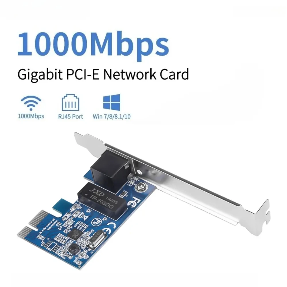 Desktop PCI-E Gigabit Wireless Adapter 10M/100M/1000Mbps RJ45 Port RTL8111 High Speed Gaming Network Card for WinXP/8/10/11