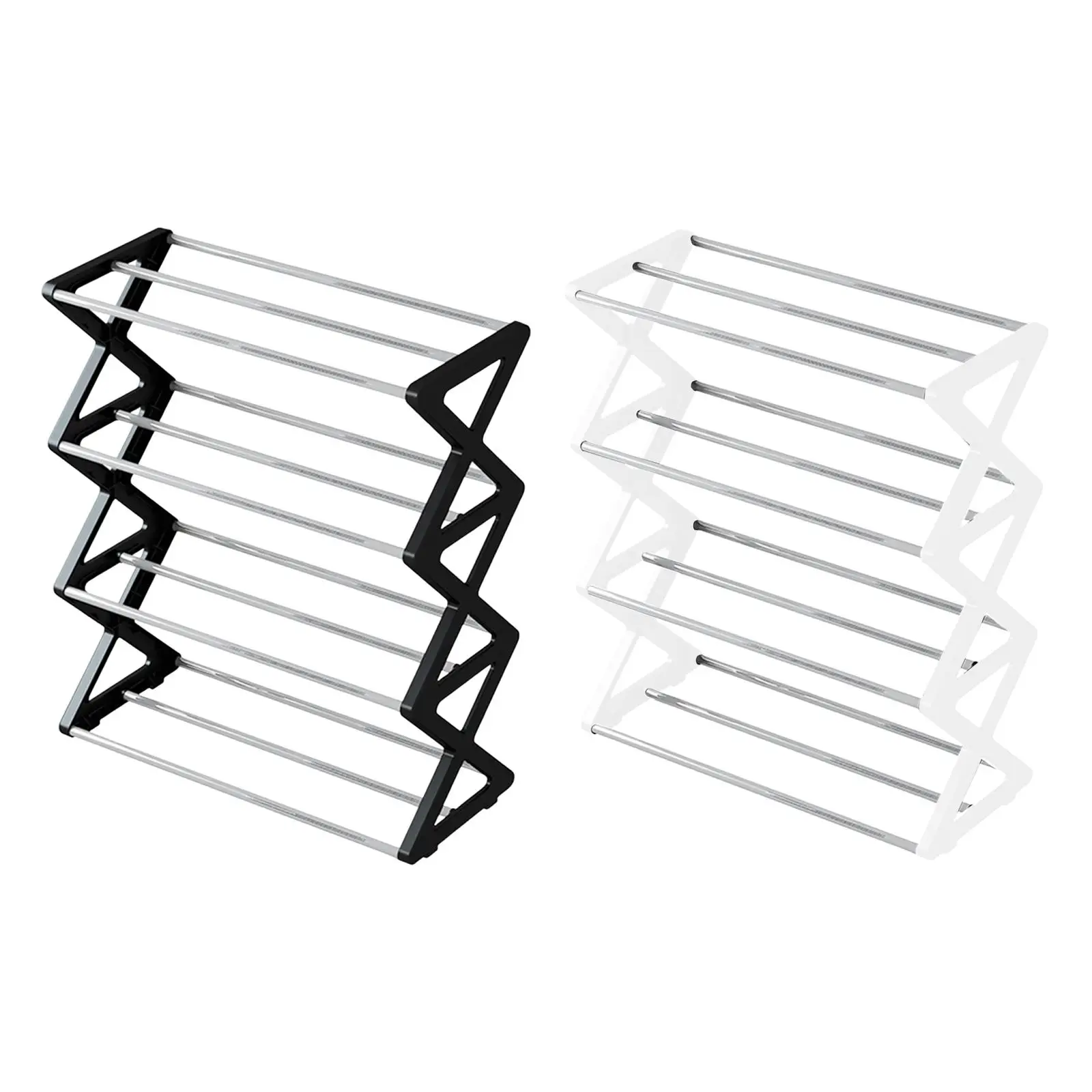 

4 Tiers x Shaped Shoe Rack Organizer Open Design Lightweight Space Saving Multifunctional Smooth Edges 42x18.5x49.5cm