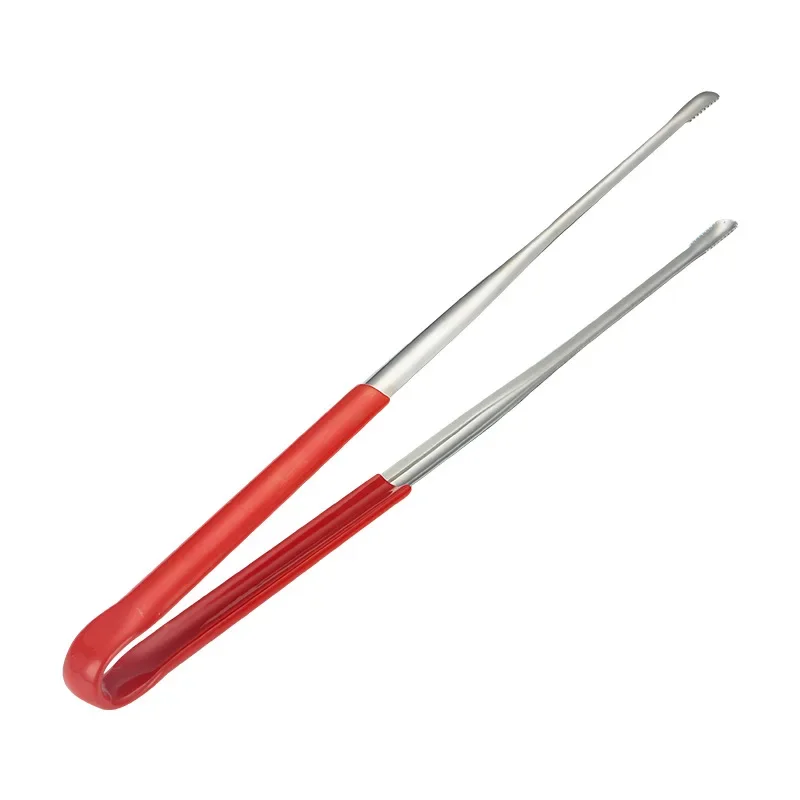 Stainless Steel BBQ Tongs Salad Food Meat Vegetable Red Glue Clips Bread Pasta Serving Tongs Non-Stick Kitchen Cooking Tools