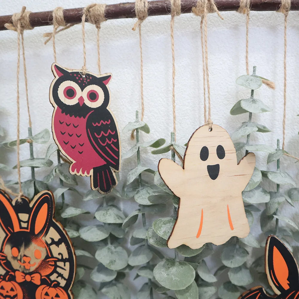Halloween Wall Hanging Living Room Dining Room Decoration Hanging Welcome Door Number Pumpkin Rabbit Hanging Accessories