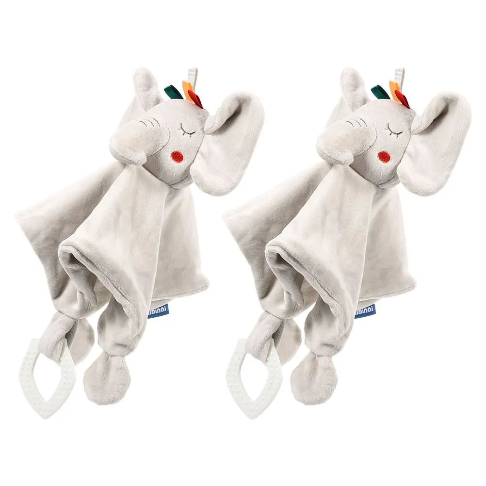 

2pcs Baby Saliva Towel Teething Tablets Creative Stuffed Animal Newborn Snuggle Blanket Toys Comforting Effect