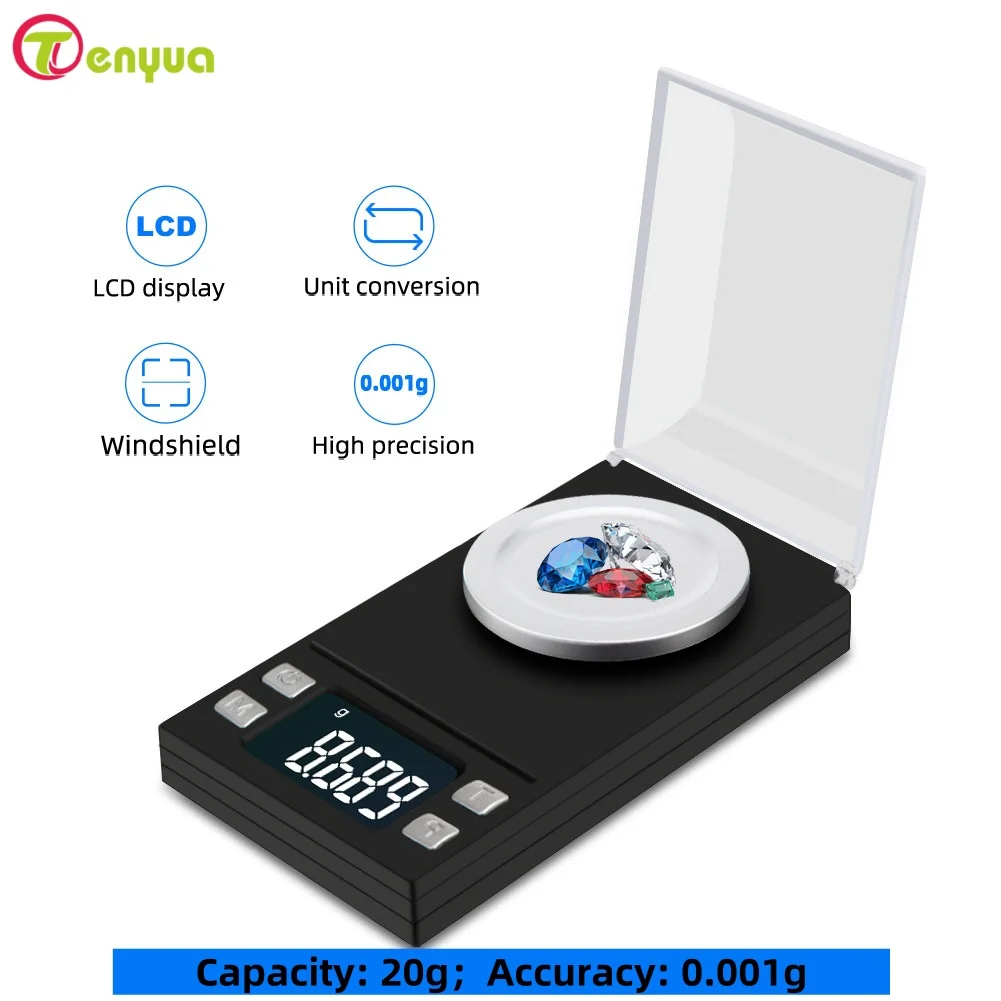 Pocket Scales Electronic Precision Scales 0.001 LCD Digital Jewelry Medicinal Herbs Lab Weight Milligram Scale 20g