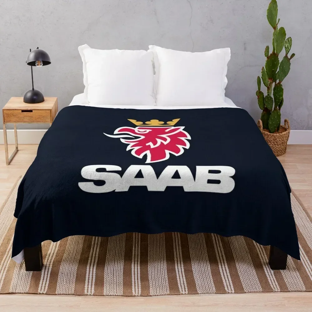 Saab Logos Throw Blanket Camping Furrys Blankets