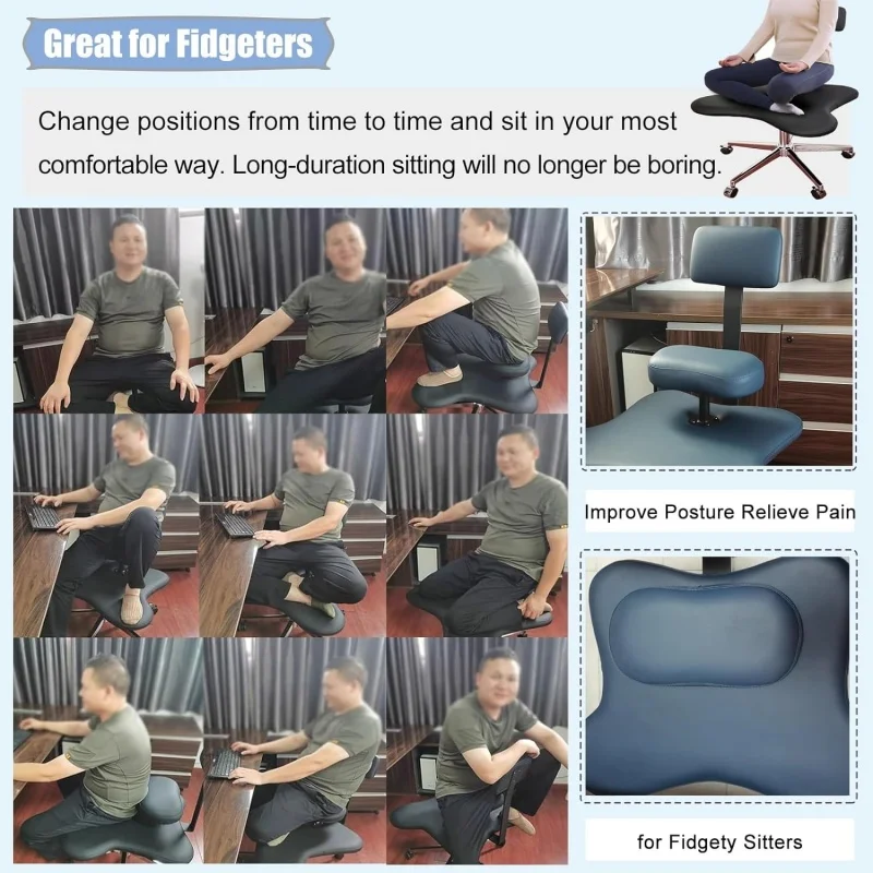 Cross Legged Kneeling Chair with Wheels Home or Office Furniture Versatile Kneeling Chair Height Adjustable Desk Computer Chair