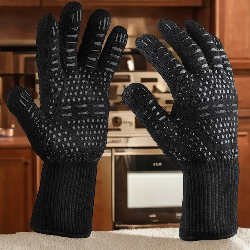 BBQ Gloves High Temperature Resistance Oven Mitts 500 800 Degrees Fireproof Barbecue Heat Insulation Microwave Oven Gloves