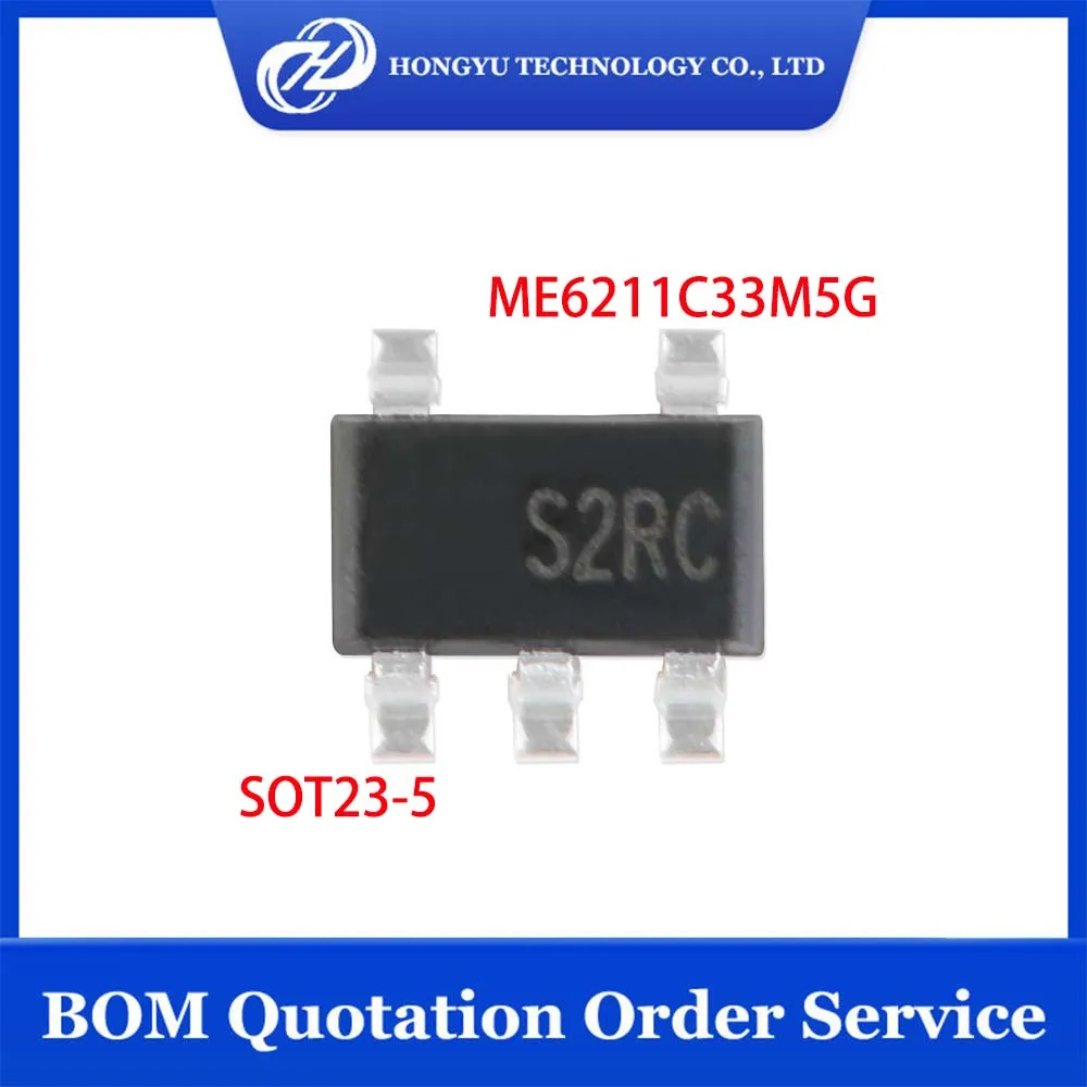 10 - 100 Pcs ME6211C33M5G ME6211C33M5G-N ME6211C33M ME6211C33 ME6211 SOT23-5 3.3V 0.5A S2RC Low Voltage Linear Regulator