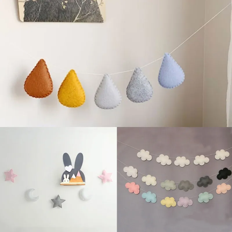 

Cartoon Felt Moon and Star Wall Hanging Decor Newborn Photography Props Studio Photo Shooting Backdrop Nursery Baby Room Decor