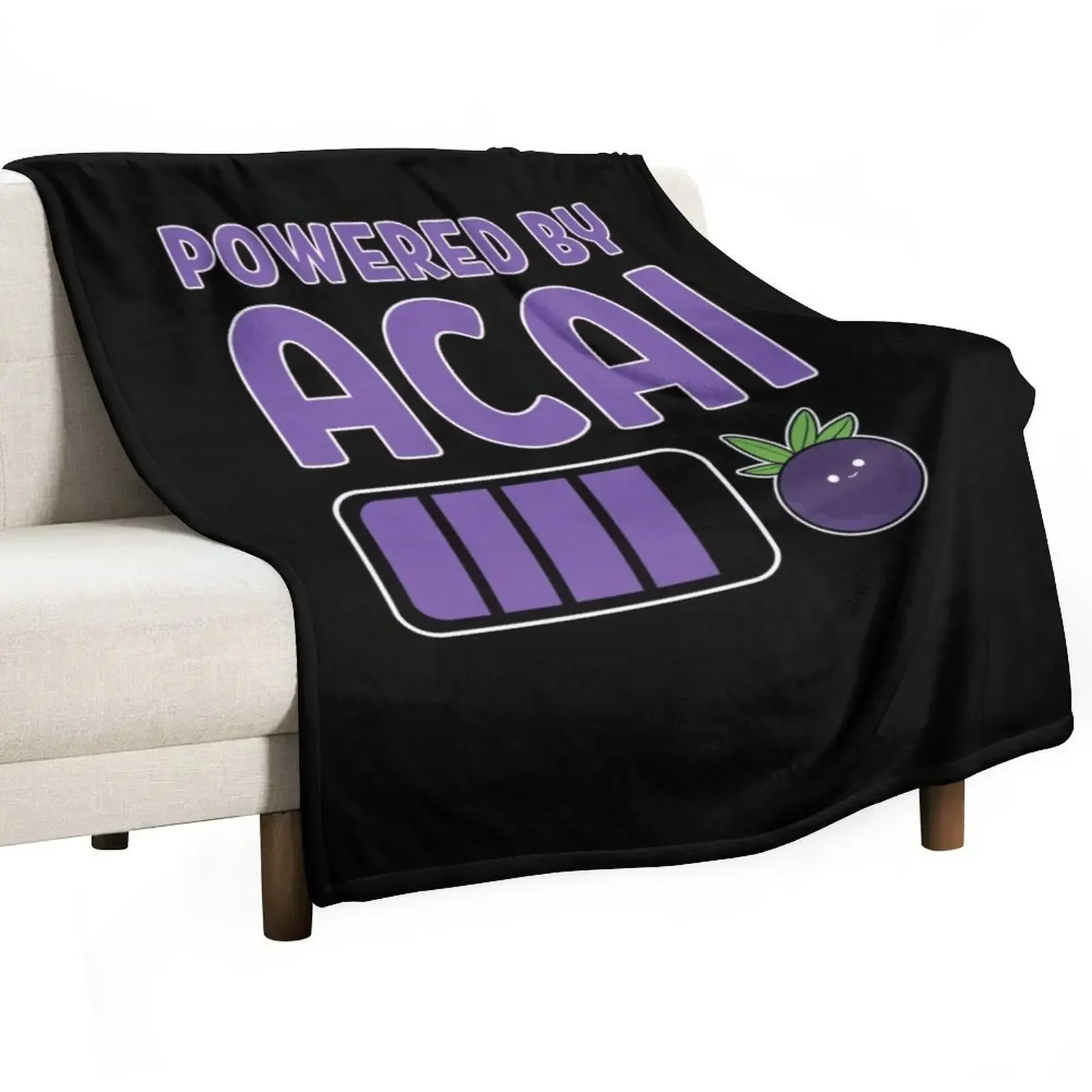 

Powered By Acai Fruit Bowl Vegan Food Superfood Throw Blanket Kid'S Thermals For Travel Blankets