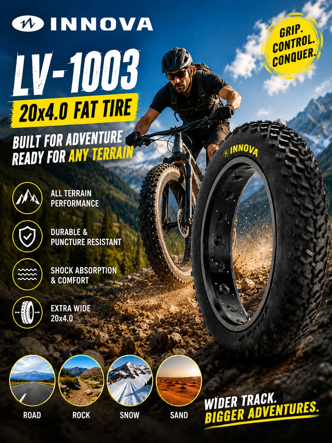AliExpress Innova INNOVA LV-1003 20x4.0 Bicycle ATV Tyre Snow Tire Beach Bike 20x4.0 City Fat Bike Tires Wire Bead Large Particle/Tube