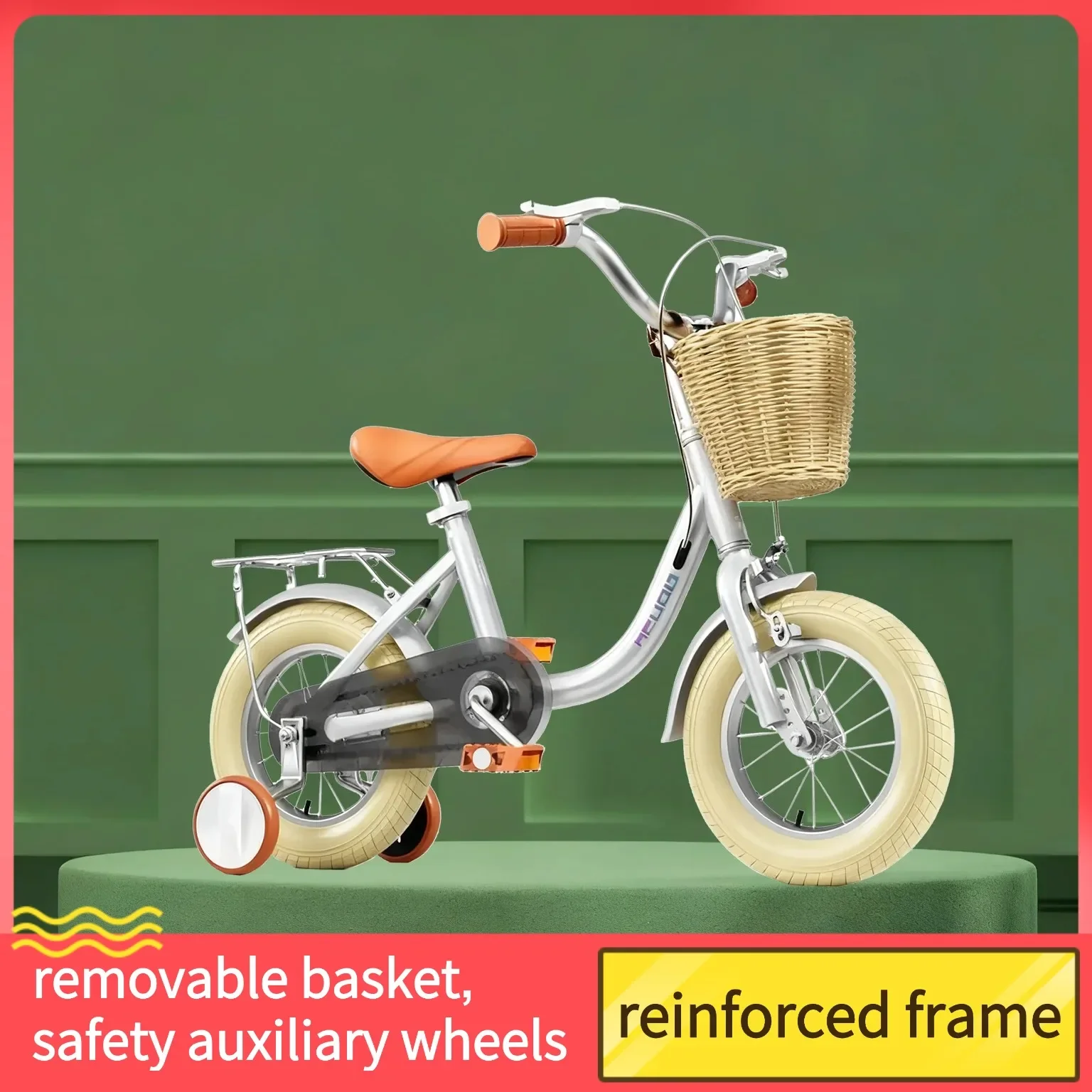 دراجة أطفال باللون الرمادي عالي الكربون مع عجلات مساعدة 12-14-16-18-20 بوصة دراجة تدريب قابلة للتعديل للأطفال #1