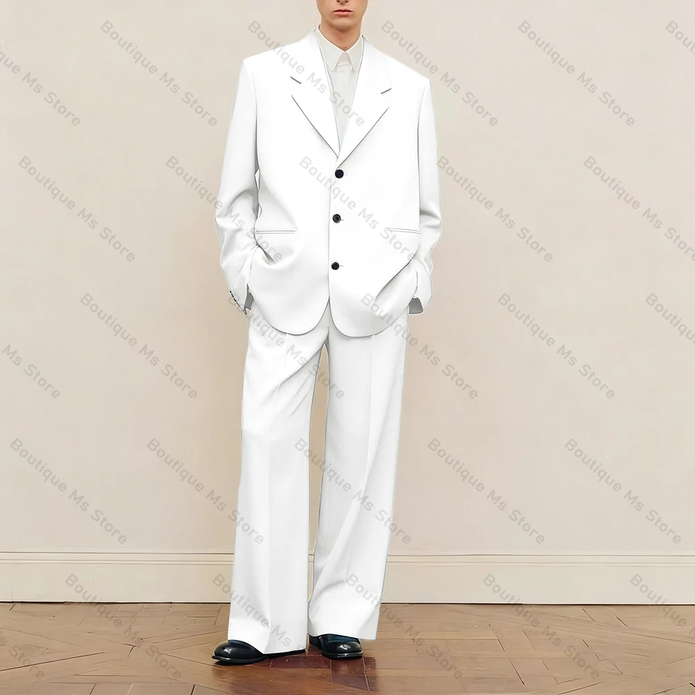 Men's Black Oversized Suit Set Single Breasted Fashion Casual Formal Wear Chic Business Wedding Party Tuxedos (Jacket+Pants)